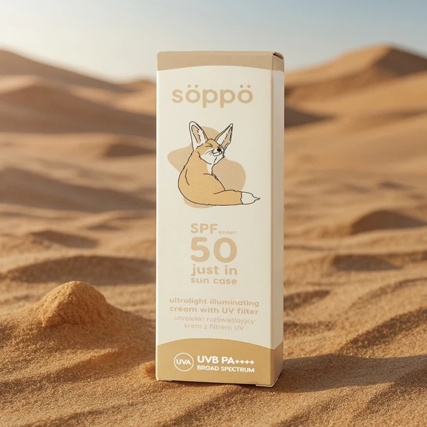 Krem SPF just in sun case Söppö w opakowaniu Fennec